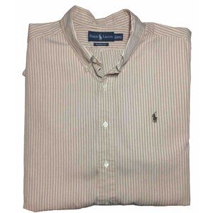 RALPH LAUREN Classic Fit XXL Button Down Mens‎ Beige Long Sleeves 100% Cotton